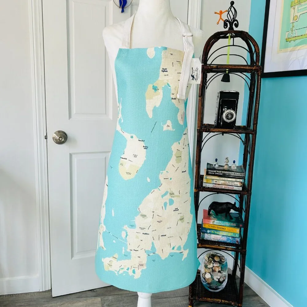 NEW with TAGS Canvas Apron featuring Sea Glass Map of Newport, RI (County)